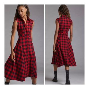 NWT Anthropologie Maeve Plaid midi skirt dress size 10